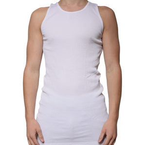 Dolce &amp; Gabbana White Cotton Sleeveless Round Neck Tank T-shirt