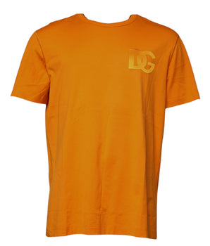 Dolce &amp; Gabbana Orange Logo Cotton Crew Neck T-shirt