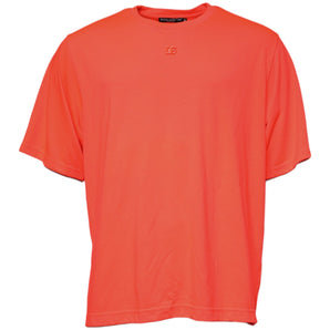Dolce &amp; Gabbana Orange Logo Polyester Crew Neck T-shirt