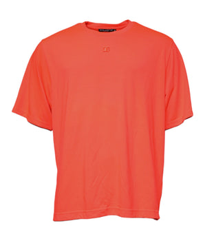 Dolce &amp; Gabbana Orange Logo Polyester Crew Neck T-shirt