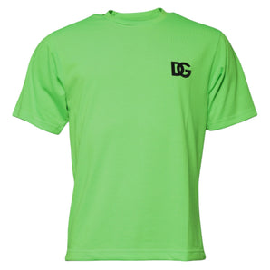 Dolce &amp; Gabbana Green Logo Polyester Crew Neck T-shirt