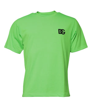 Dolce &amp; Gabbana Green Logo Polyester Crew Neck T-shirt