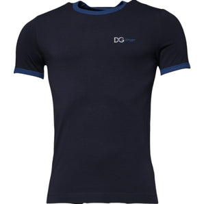 Dolce &amp; Gabbana Blue Cotton Stretch Crewneck Underwear T-shirt