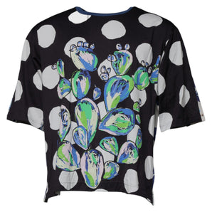 Dolce &amp; Gabbana Black White Printed Cotton Crew Neck T-shirt