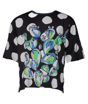 Dolce &amp; Gabbana Black White Printed Cotton Crew Neck T-shirt