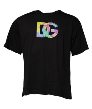 Dolce &amp; Gabbana Black Logo Print Cotton Crew Neck T-shirt