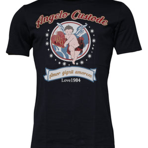 Dolce &amp; Gabbana Blue Cotton Angel Print Short Sleeves T-shirt