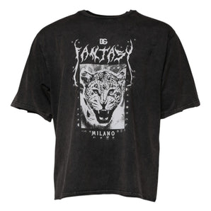 Dolce &amp; Gabbana Gray Leopard Print Cotton Crew Neck T-shirt