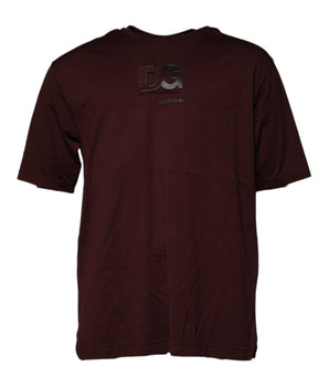 Dolce &amp; Gabbana Brown Logo Print Cotton Crew Neck T-shirt