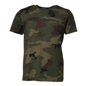 Dolce &amp; Gabbana Multicolor Camouflage Cotton Crew Neck T-shirt