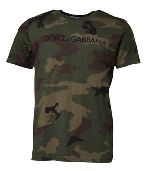 Dolce &amp; Gabbana Multicolor Camouflage Cotton Crew Neck T-shirt