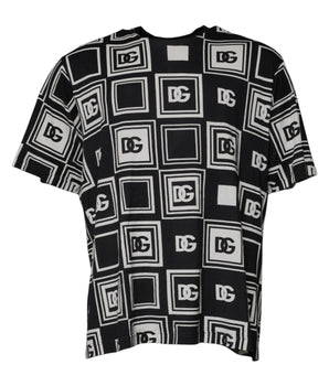 Dolce &amp; Gabbana Black Logo Monogram Cotton Crew Neck T-shirt