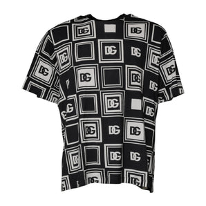 Dolce &amp; Gabbana Black Logo Monogram Cotton Crew Neck T-shirt