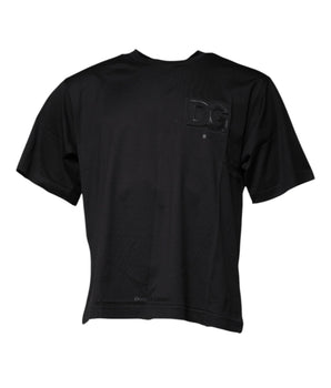 Dolce &amp; Gabbana Black DG Logo Print Cotton Crew Neck T-shirt