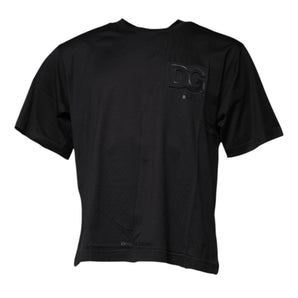 Dolce &amp; Gabbana Black DG Logo Print Cotton Crew Neck T-shirt