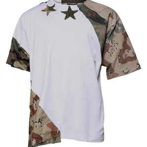Dolce &amp; Gabbana White Camouflage Cotton Crew Neck T-shirt