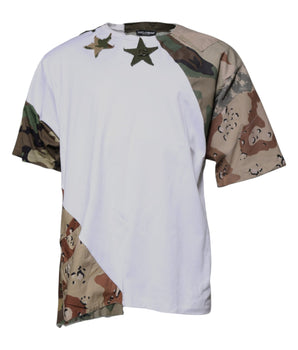 Dolce &amp; Gabbana White Camouflage Cotton Crew Neck T-shirt