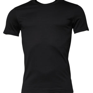Dolce &amp; Gabbana Black Cotton Crew Neck Short Sleeves T-shirt