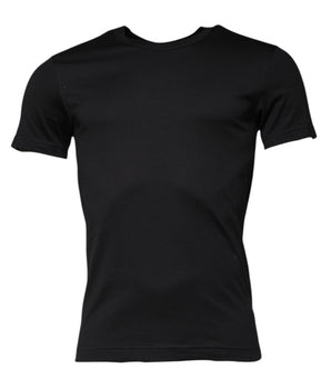 Dolce &amp; Gabbana Black Cotton Crew Neck Short Sleeves T-shirt