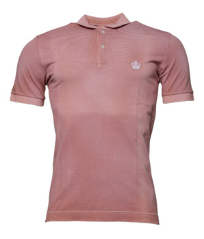 Dolce &amp; Gabbana Pink Crown Collared Short Sleeve Polo T-shirt