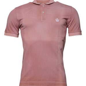 Dolce &amp; Gabbana Pink Crown Collared Short Sleeve Polo T-shirt