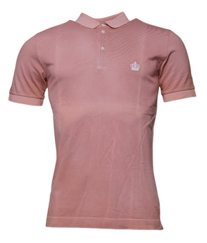 Dolce &amp; Gabbana Pink Crown Collared Short Sleeve Polo T-shirt