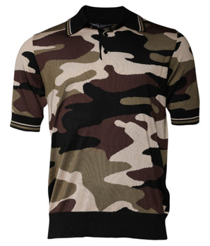 Dolce &amp; Gabbana Multicolor Camouflage Collared Polo T-shirt