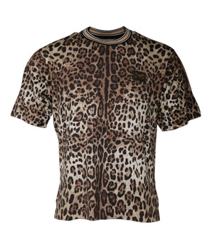 Dolce &amp; Gabbana Brown Leopard Crew Neck Short Sleeve T-shirt