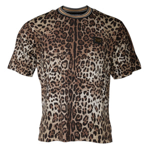 Dolce &amp; Gabbana Brown Leopard Crew Neck Short Sleeve T-shirt