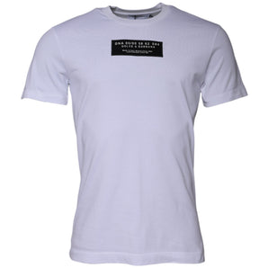 Dolce &amp; Gabbana White Logo Print Cotton Crew Neck T-shirt