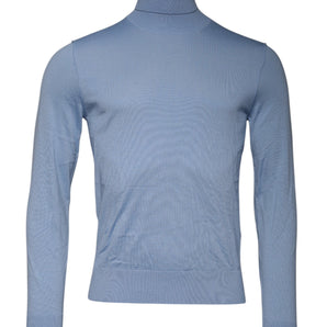 Suéter de cuello alto de seda azul claro de Dolce &amp; Gabbana
