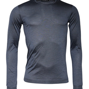 Suéter de cuello redondo de seda gris oscuro de Dolce &amp; Gabbana