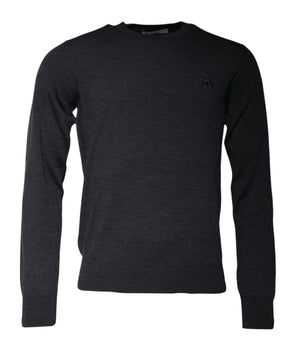 Dolce &amp; Gabbana Dark Gray DG Logo Crew Neck Pullover Sweater