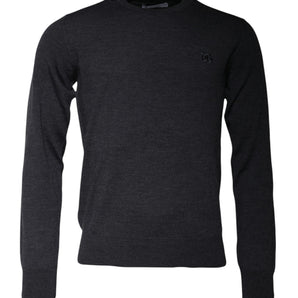 Suéter de cuello redondo con logotipo DG en gris oscuro de Dolce &amp; Gabbana