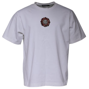 Dolce &amp; Gabbana White Logo Embellished Crew Neck T-shirt