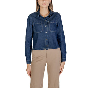 Camisa de algodón azul Street One