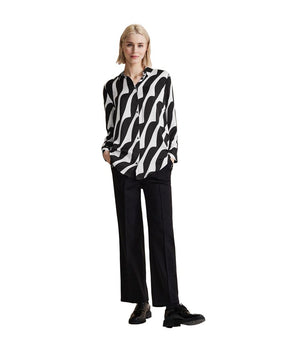 Street One Black And White Viscose Blouse