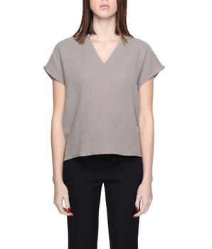 Jacqueline De Yong Beige Cotton Blouse