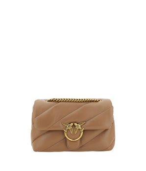 PINKO Brown Calf Leather Bos Taurus Shoulder Bag