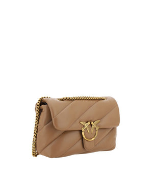 PINKO Brown Calf Leather Bos Taurus Shoulder Bag