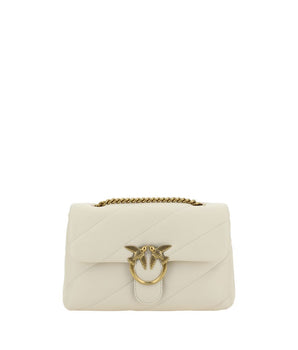 PINKO White Calf Leather Bos Taurus Shoulder Bag