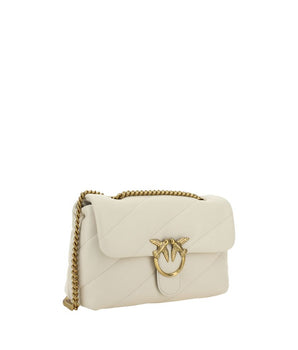 PINKO White Calf Leather Bos Taurus Shoulder Bag