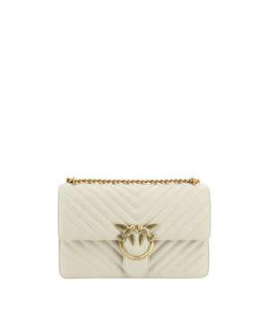 PINKO White Calf Leather Bos Taurus Shoulder Bag