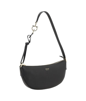 Ferragamo Black Calf Leather Bos Taurus Shoulder Bag