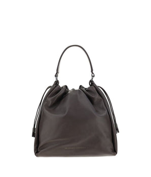 Brunello Cucinelli Brown Calf Leather Bos Taurus Shoulder Bag