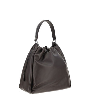 Brunello Cucinelli Brown Calf Leather Bos Taurus Shoulder Bag