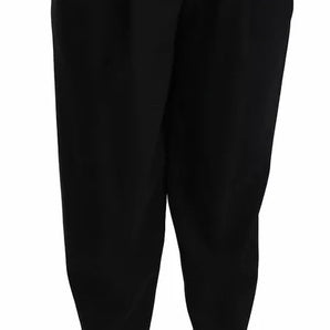 Dolce & Gabbana Black Wool High Waist Pleat Front Cropped Pants