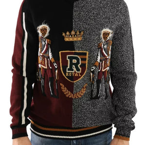 Dolce & Gabbana Multicolor KING Knight Monkey Knitted Cashmere Wool Sweater