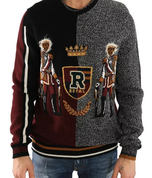 Suéter de punto de lana de cachemira con mono caballero multicolor de Dolce &amp; Gabbana