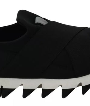 Dolce &amp; Gabbana Black Shark Neoprene Stretch Sneakers Shoes